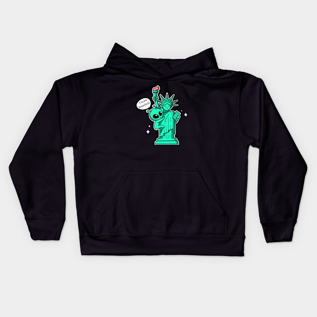 Aliens love freedom Kids Hoodie by Nine Tailed Cat